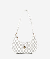 WHITE AVA CHECK SHOULDER BAG